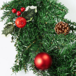 Tectake Christmas Garland - Artificial, With Baubles, Pine Cones And Berries - Red/green - thumbnail 2