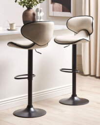 Beliani Set Of 2 Bar Chairs Conway Faux Leather Swivel Light Beige - thumbnail 2