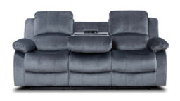 Grey Chenille Fabric 3 + 1 Seater Manual Recliner Sofa And Armchair Set Valencia - thumbnail 4