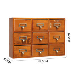 9 Drawers Solid Wood  Cabinet Storage Organiser Small Chest Unit Desktop - thumbnail 1