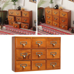 9 Drawers Solid Wood  Cabinet Storage Organiser Small Chest Unit Desktop - thumbnail 2