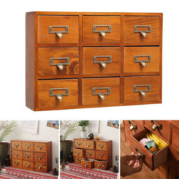 9 Drawers Solid Wood  Cabinet Storage Organiser Small Chest Unit Desktop - thumbnail 3