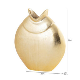 Vanity Living 24Cm Gold Metal Vase, Elegant Aluminium Decorative Vase For Living Room - thumbnail 3