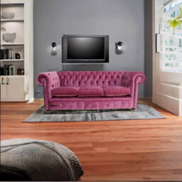 Chesterfield Handmade 3 Seater Sofa Settee Modena Rose Pink Velvet Fabric In Classic Style - thumbnail 4