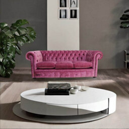Chesterfield Handmade 3 Seater Sofa Settee Modena Rose Pink Velvet Fabric In Classic Style - thumbnail 5