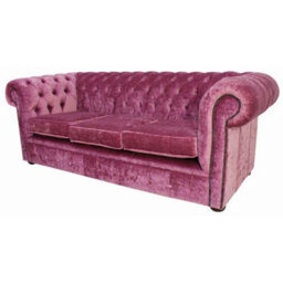 Chesterfield Handmade 3 Seater Sofa Settee Modena Rose Pink Velvet Fabric In Classic Style - thumbnail 3