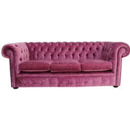 Chesterfield Handmade 3 Seater Sofa Settee Modena Rose Pink Velvet Fabric In Classic Style - thumbnail 2