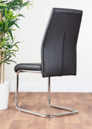 Furniturebox Giovani Rectangular 6 Seat White High Gloss Unique Halo Base Dining Table Grey Glass Top 6 Black Faux Leather Lorenzo Chairs - thumbnail 8