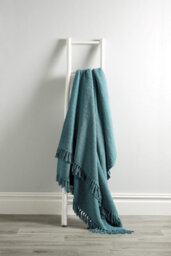 Lisbon Pure Cotton Honeycomb Throw In Teal, 127 X 152Cm - thumbnail 2