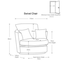 Furnishings For Less UK Luxor Jumbo Cord Grey Fabric Single Seater 360 Degree Swivel Chair Sofa Accessory - thumbnail 7