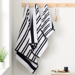 Bianca Fine Linens Reversible Stripe Cotton Jacquard Bath Sheet Black - thumbnail 4