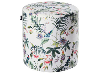 Wyld And Coco Velvetnest Round Multicolour Ottoman Pouffe With Floral Velvet Upholstery And Mdf Base - image 1