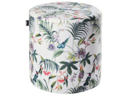 Wyld And Coco Velvetnest Round Multicolour Ottoman Pouffe With Floral Velvet Upholstery And Mdf Base - thumbnail 1