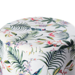 Wyld And Coco Velvetnest Round Multicolour Ottoman Pouffe With Floral Velvet Upholstery And Mdf Base - thumbnail 3