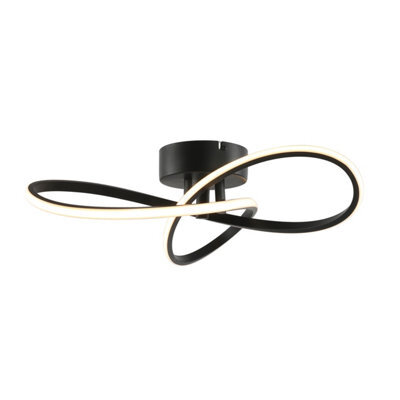 GoodHome Braxton Matt Metal & Plastic Black Led Ceiling Light - image 1
