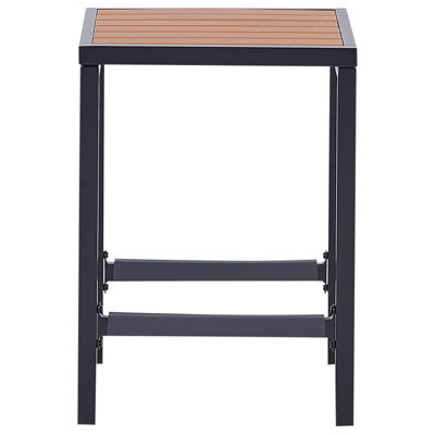 Wyld And Coco Polywood Garden Stool With Matte Black Steel Base - Modern Patio Footstool, W40 X D38 X H61Cm - image 1