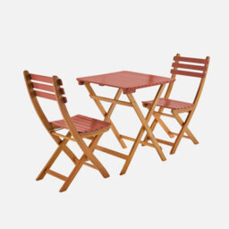 Sweeek - Acacia Wood Garden Table 2 Folding Chairs Terracotta 60X60X8 Cm - Hilora - thumbnail 4