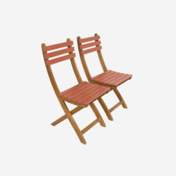 Sweeek - Acacia Wood Garden Table 2 Folding Chairs Terracotta 60X60X8 Cm - Hilora - thumbnail 6