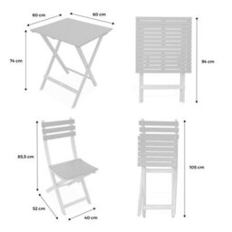 Sweeek - Acacia Wood Garden Table 2 Folding Chairs Terracotta 60X60X8 Cm - Hilora - thumbnail 8
