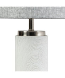 Lighting Supermarket Cylinder Ash Grey Wood Print/silver Table Lamp With Grey Linen Shade - thumbnail 5