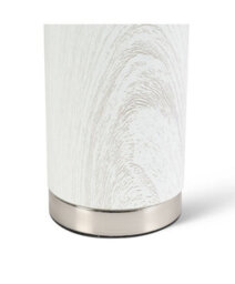 Lighting Supermarket Cylinder Ash Grey Wood Print/silver Table Lamp With Grey Linen Shade - thumbnail 4