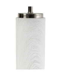 Lighting Supermarket Cylinder Ash Grey Wood Print/silver Table Lamp With Grey Linen Shade - thumbnail 3