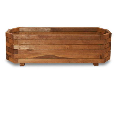 Verve Bopha 180L Brown Wooden Hexagonal Trough (H)30Cm (W)19Cm (D)58.5Cm - image 1