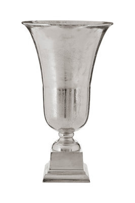 Orsina Elegant Large Silver Finish Fluted Vase, Durable Cermaic Flower Vase, Striking Design Vase For Bedroom - image 1
