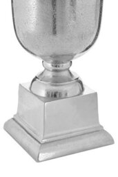 Orsina Elegant Large Silver Finish Fluted Vase, Durable Cermaic Flower Vase, Striking Design Vase For Bedroom - thumbnail 3