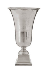 Orsina Elegant Large Silver Finish Fluted Vase, Durable Cermaic Flower Vase, Striking Design Vase For Bedroom - thumbnail 1