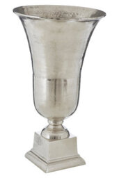 Orsina Elegant Large Silver Finish Fluted Vase, Durable Cermaic Flower Vase, Striking Design Vase For Bedroom - thumbnail 2