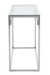 Orsina Allure Tempered Glass Silver Finish Console Table - thumbnail 3