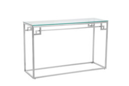 Orsina Allure Tempered Glass Silver Finish Console Table - thumbnail 2