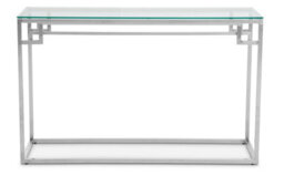 Orsina Allure Tempered Glass Silver Finish Console Table