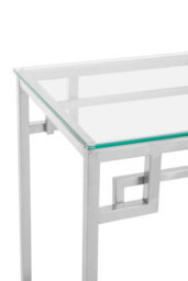 Orsina Allure Tempered Glass Silver Finish Console Table - thumbnail 4