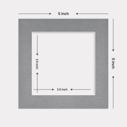 Ak Frames 5X5 Mid Grey Picture Mounts To Fit 3.5X3.5 Aperture Size - Mount Board Only (No Frame Included) - thumbnail 3