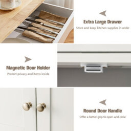 Costway Rolling Kitchen Storage Trolley Cart Cupboard Island Cabinet 3 Tier Wine Rack - thumbnail 9