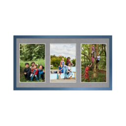 AK Frames 40X20Cm Navy Blue Sleek Multi Photo Frame With Mid Grey Mount - Holds 3 Apertures (3X) 6X4 Photos - thumbnail 1
