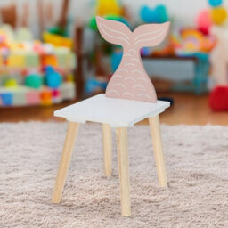 Urbn-Living Urbnliving Children Kids Wooden Chair Small Stool Fishtail Animal Character Playroom, Set Of 2 - thumbnail 5