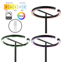 Happy Homewares Rgb And Cct Modern Led Halo Ring Black Floor Lamp With Remote Control - thumbnail 4