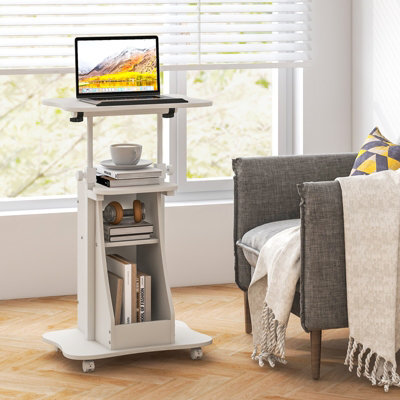 Costway Laptop Cart Height Adjustable Podium Desk Stand W/ Swivel Top - image 1
