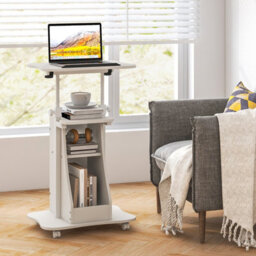 Costway Laptop Cart Height Adjustable Podium Desk Stand W/ Swivel Top - thumbnail 1