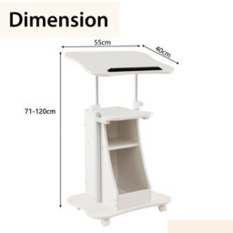 Costway Laptop Cart Height Adjustable Podium Desk Stand W/ Swivel Top - thumbnail 2