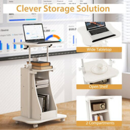 Costway Laptop Cart Height Adjustable Podium Desk Stand W/ Swivel Top - thumbnail 5