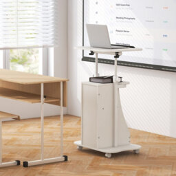 Costway Laptop Cart Height Adjustable Podium Desk Stand W/ Swivel Top - thumbnail 3
