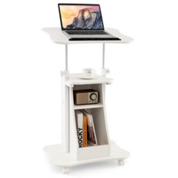 Costway Laptop Cart Height Adjustable Podium Desk Stand W/ Swivel Top - thumbnail 9