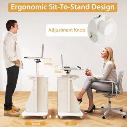 Costway Laptop Cart Height Adjustable Podium Desk Stand W/ Swivel Top - thumbnail 7