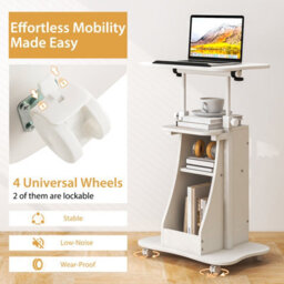 Costway Laptop Cart Height Adjustable Podium Desk Stand W/ Swivel Top - thumbnail 8