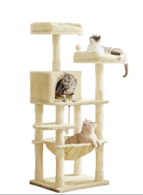 Modcraft Cat Tree Tower With 2 Plush Perches - Beige - image 1