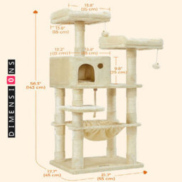 Modcraft Cat Tree Tower With 2 Plush Perches - Beige - thumbnail 4